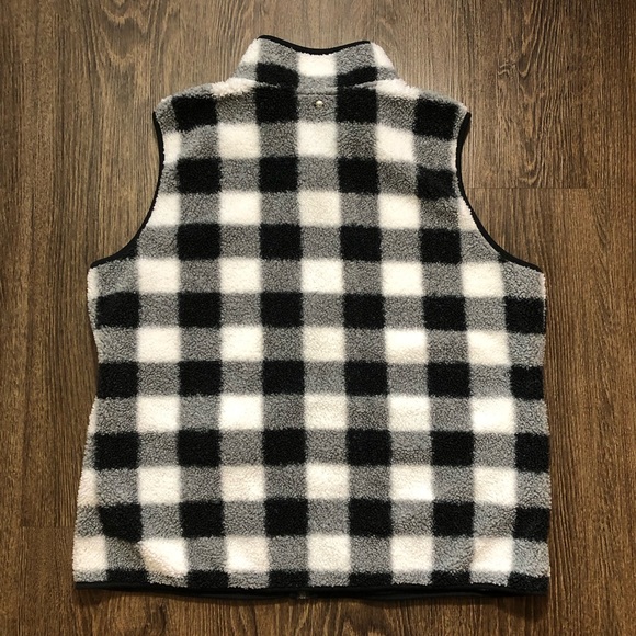 Vintage Northern Reflections Black & White Checkered Sherpa Vest - Picture 14 of 17